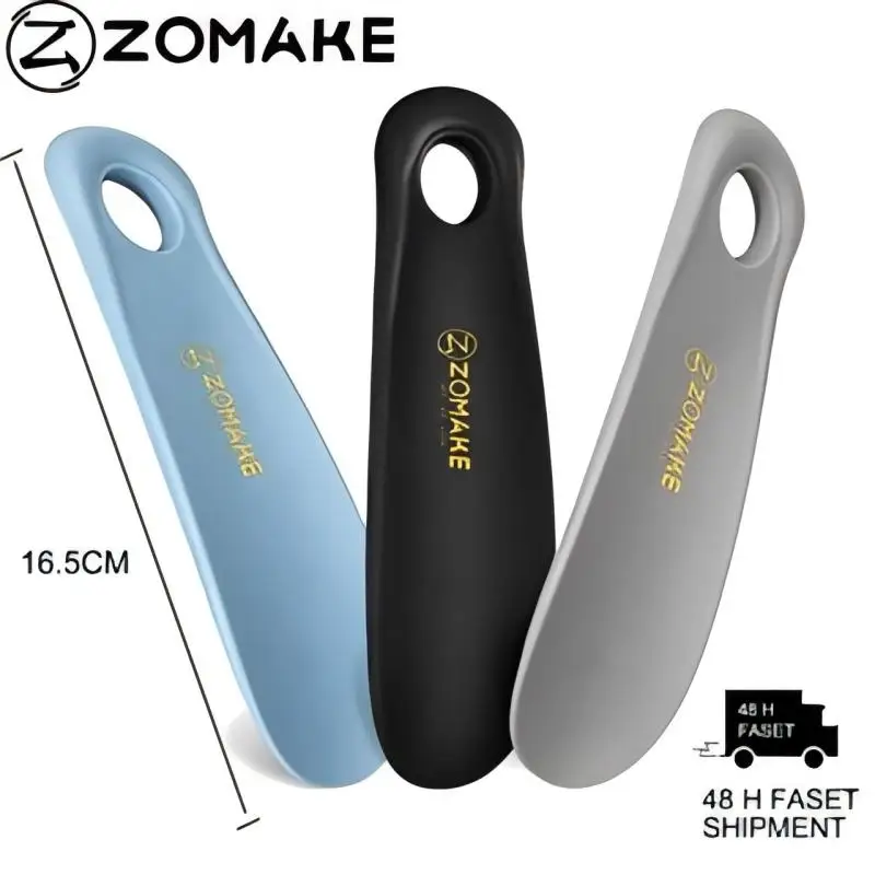 ZOMAKE 7.3in Durable  Plastic Shoe Horns Professional Black Shoe Horn Spoon Shape Lifter Flexible Sturdy Handle Lazy Helper