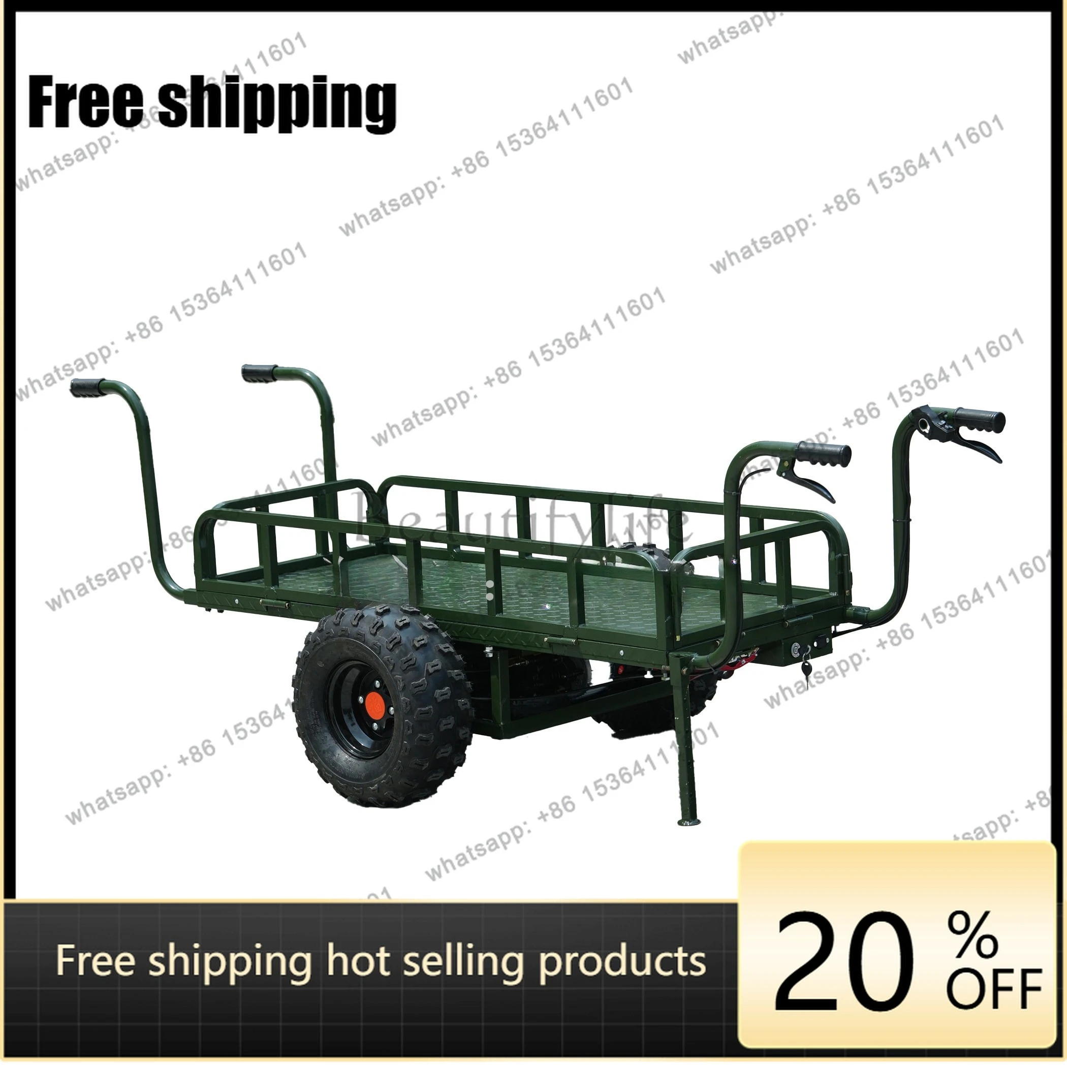 Electric field vehicle Army green two-wheeled trolley Individual soldier tactical trolley exercise training Climbing transport