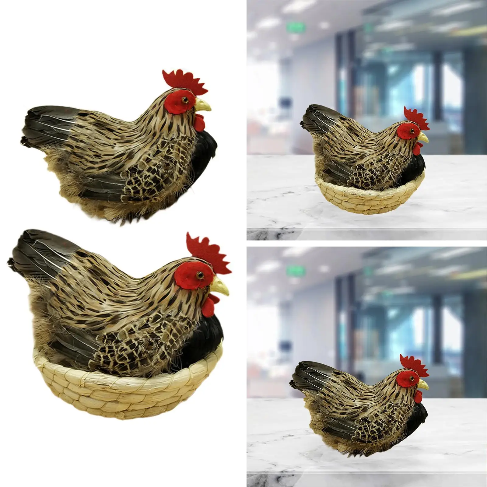 Chicken Simulation Model Outdoor Decor Artificial Feather Prop Simulation Hen Model Ornament for Garden Kitchen Patio Home Yard