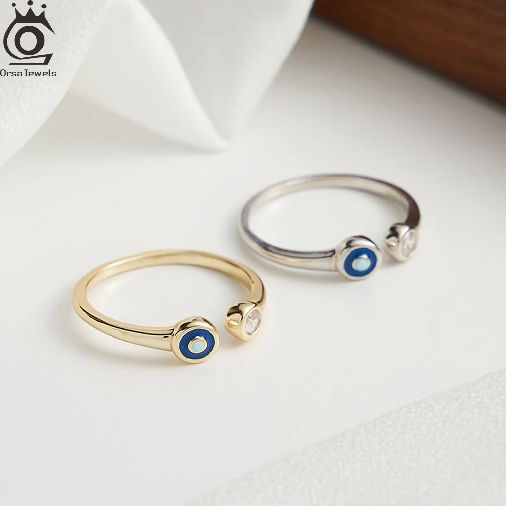 

ORSA JEWELS 925 Серебряное кольцо на открытый палец для женщин, простое ретро-темпераментное изящное открытое кольцо с цирконом, свадебные украшения, подарок SR338