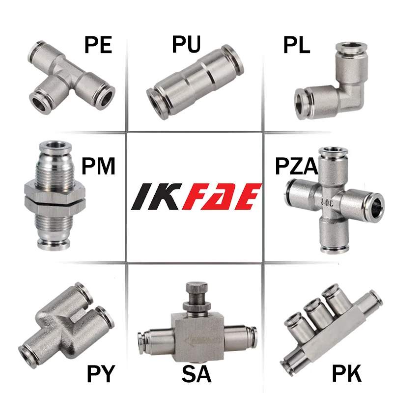 

304 Stainless Steel Air Hose Fitting PU PV PE PY PM SA High-Quality Pneumatic Tube Connector Metal Fitting