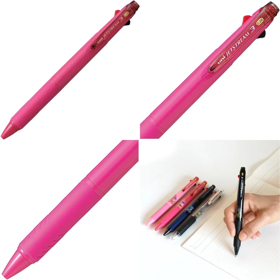 

Uni Ballpoint Pen Jetstream 3 Color Black Red Blue Ink 0.38mm Rose Pink for Precise Writing and Smooth Flow in Office School an