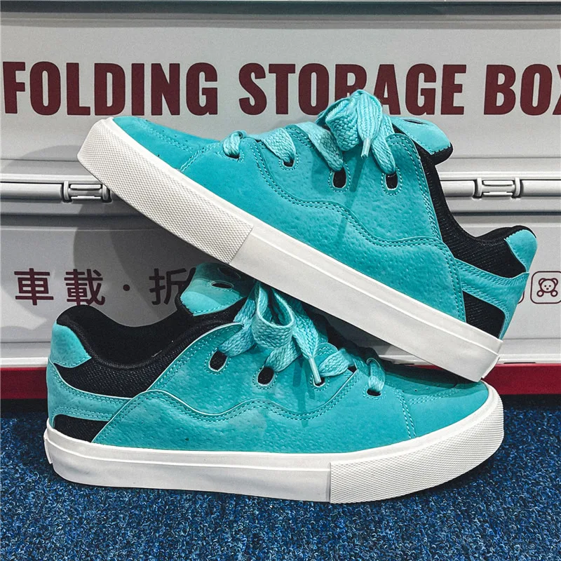 Sapatos de skate azul para homens e mulheres, tênis baixos clássicos de skate, sapatos leves e confortáveis para treinamento, tamanho 44, primavera,