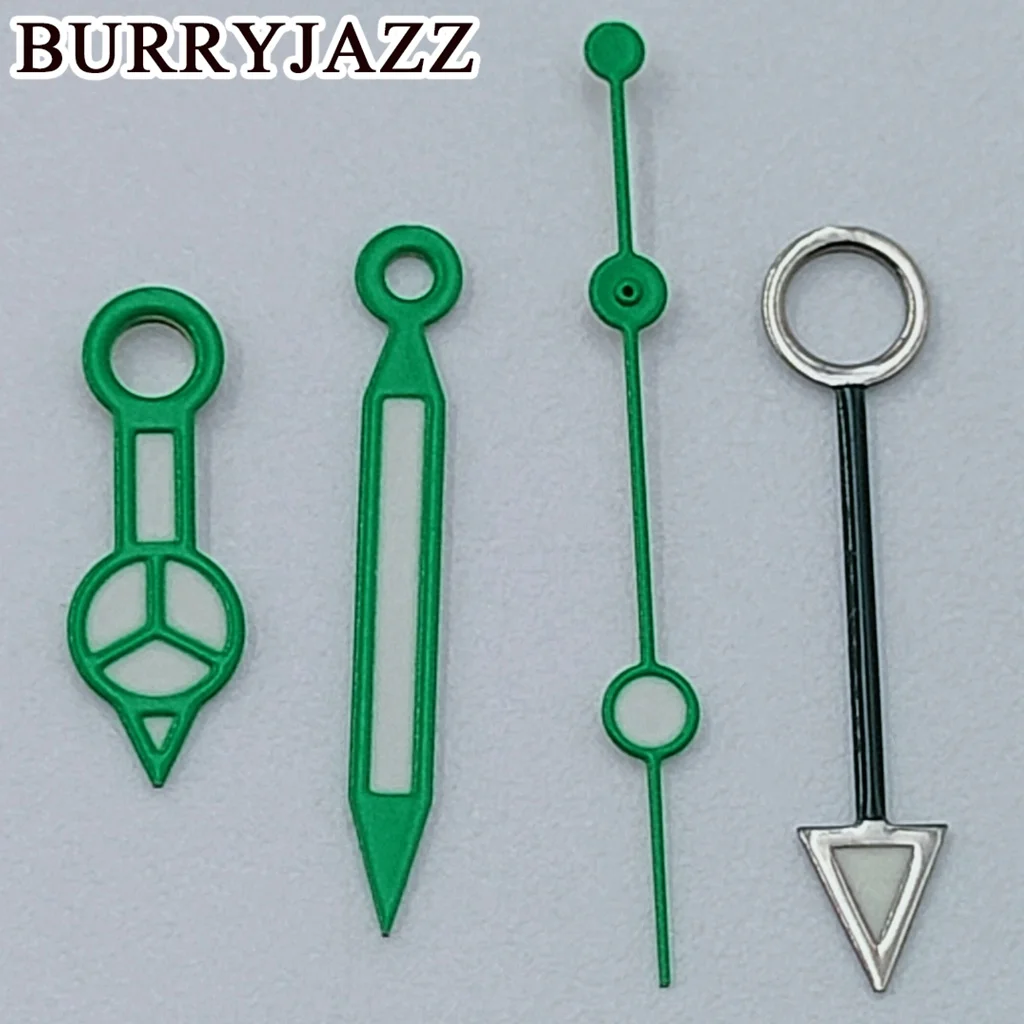 BURRYJAZZ NH34 GMT Uhrzeiger Silber Blau Rot Lila Grün Schwarz Roségold Zeiger Grün Leuchtend – Detail 9