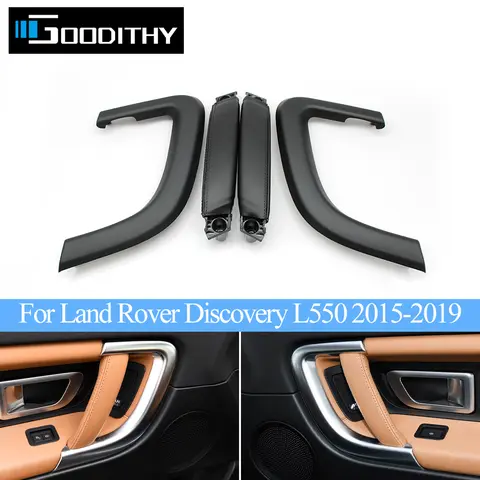 2/4PCS Car Interior Left Or Right Door Leather Pull Handle Assembly Grab Cover Trim For Land Rover Discovery L550 2015-2019
