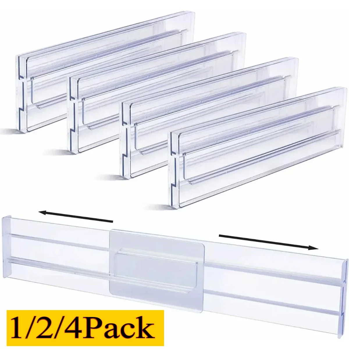 

1/2/4Pack Transparent Drawer Dividers Adjustable Expandable Drawer Dividers for Clothing Utensils Cosmetics Office Storage