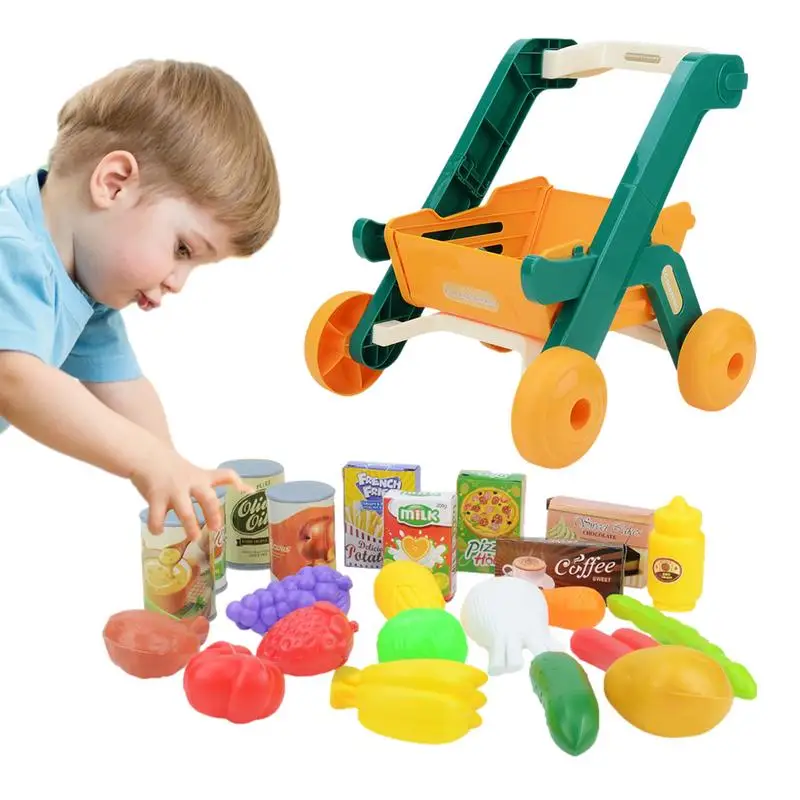 

Kids Shopping Cart Toy Mini Trolley Supermarket Handcart Toy Push Car Toy Food Pretend Play House Toy Educational Toy For Kids