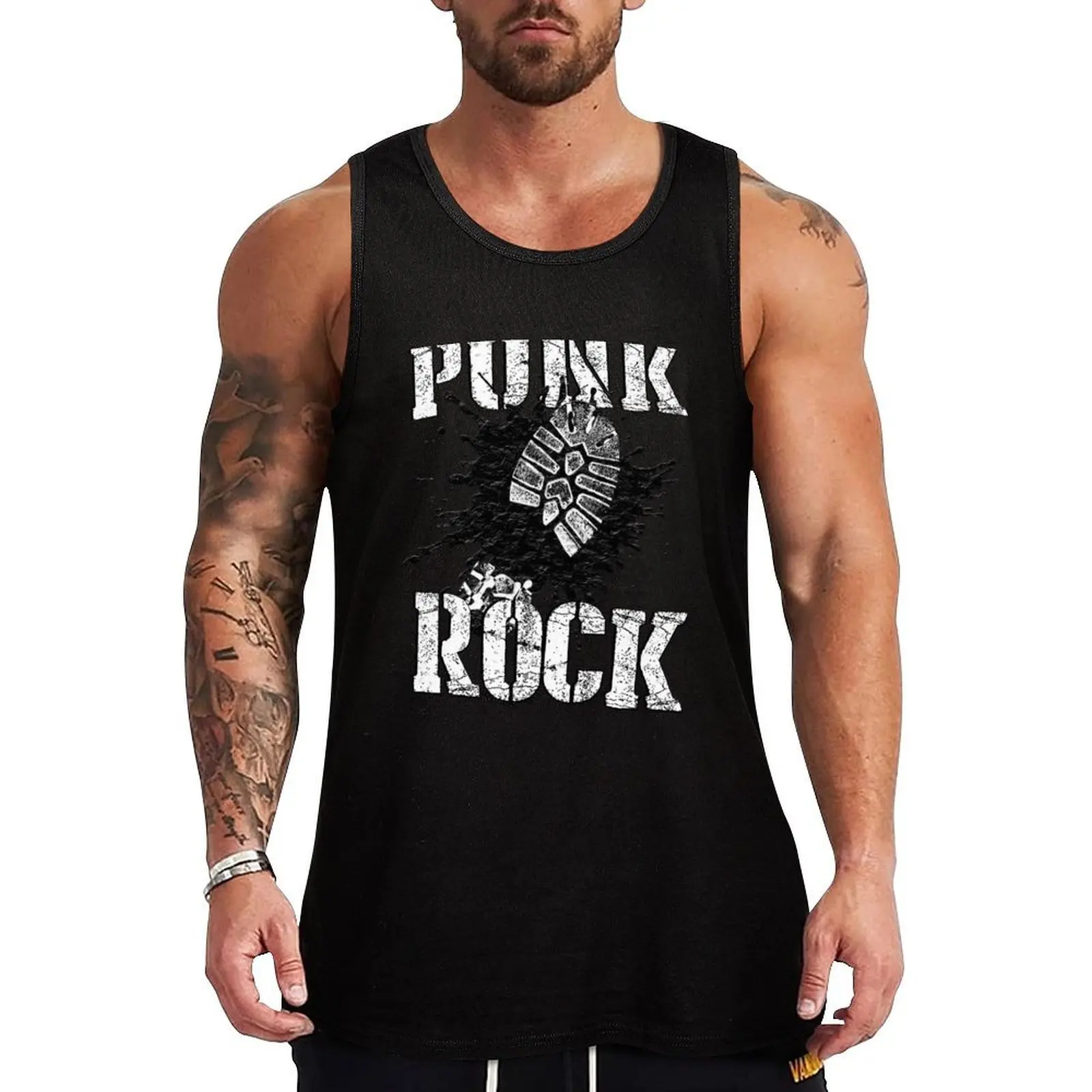 

PUNK ROCK Tank Top Plain Color Sleeveless Shirt Casual Basic Tank Top