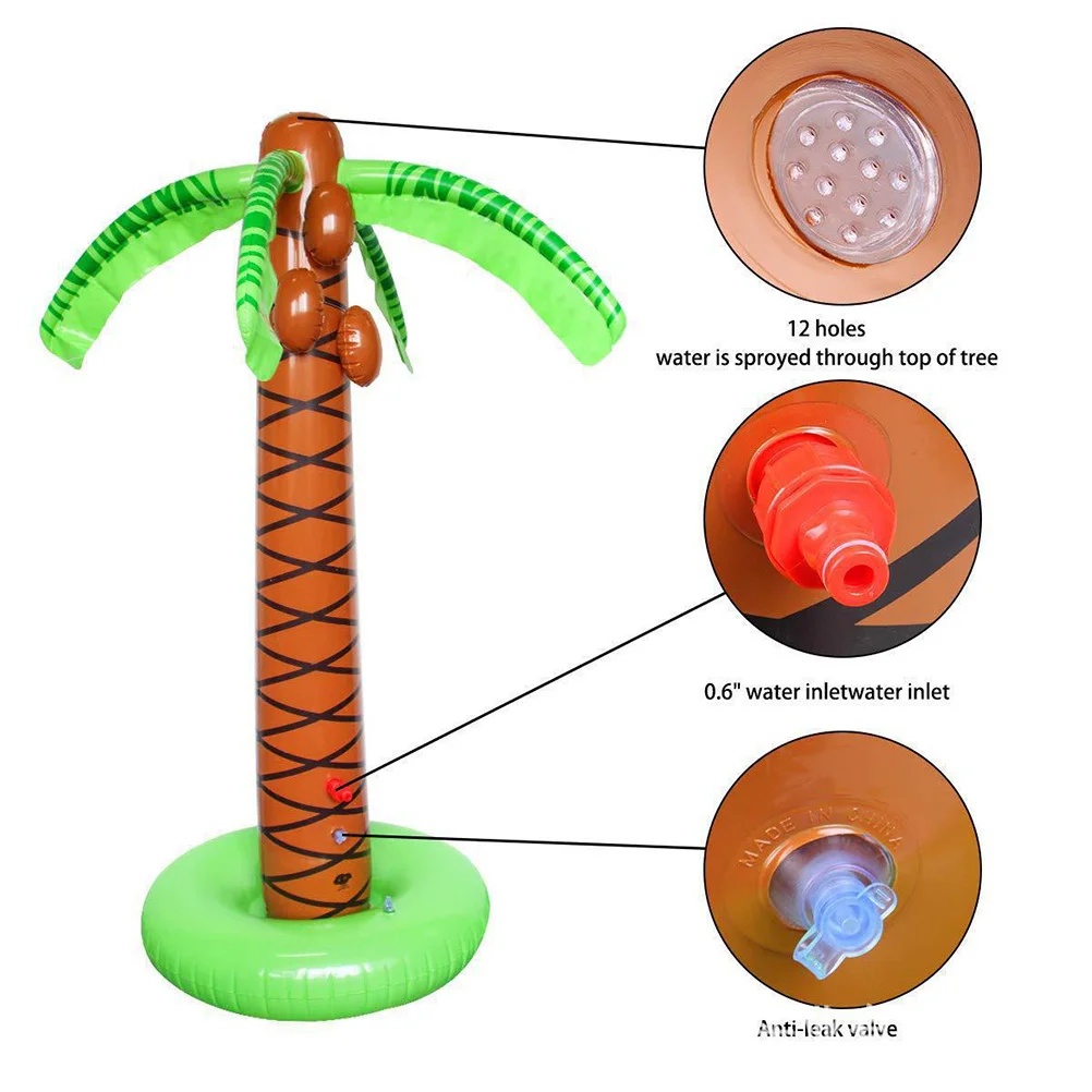 رذاذ الماء نفخ شجرة جوز الهند الاستوائية الصيف الطرف الديكور هاواي لوا بركة الدعامة شجرة استوائية قابلة للنفخ