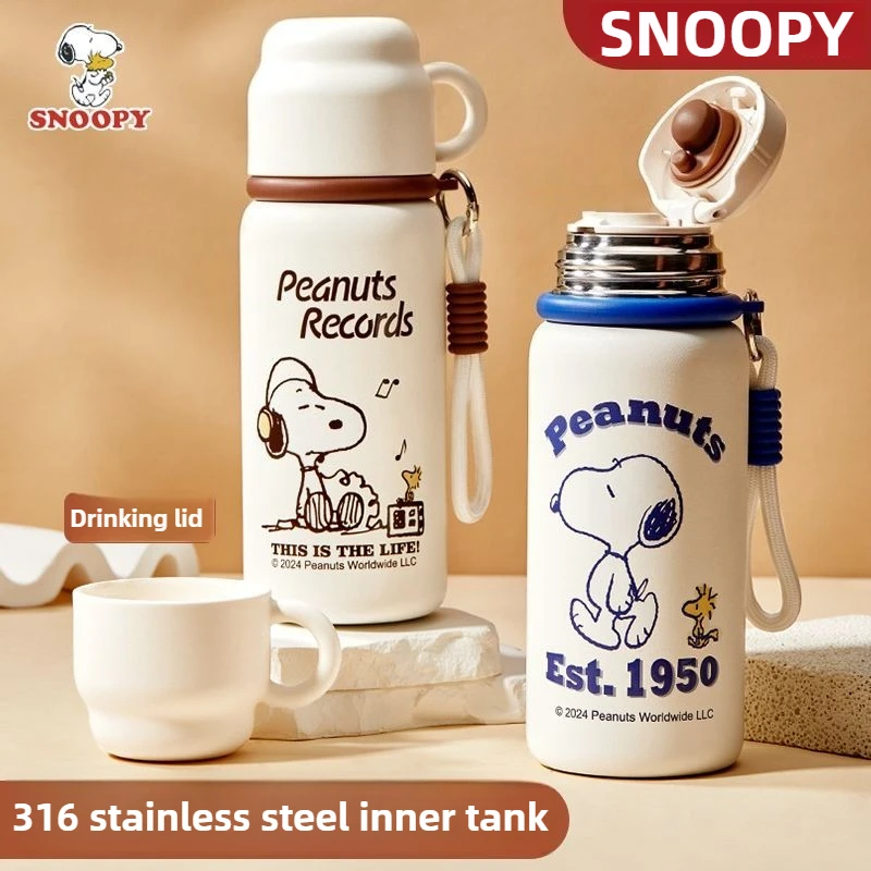 

530ml SNOOPY Thermos Bottle Cartoon Water Bottle Stainless Steel Vacuum Flask Insulated Coffee Cup Portable Keep Cold and Hot