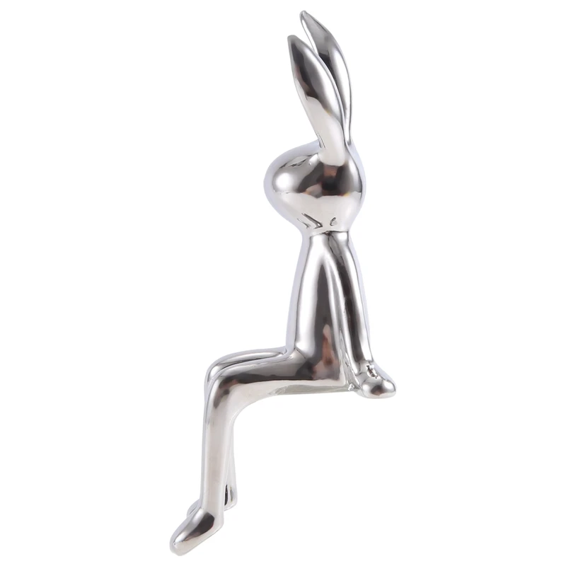 Rabbit Statues Ceramic Crafts Creative Shiny Modern Nordic Animal Figures Decorative Ornament Animal Figures image 2