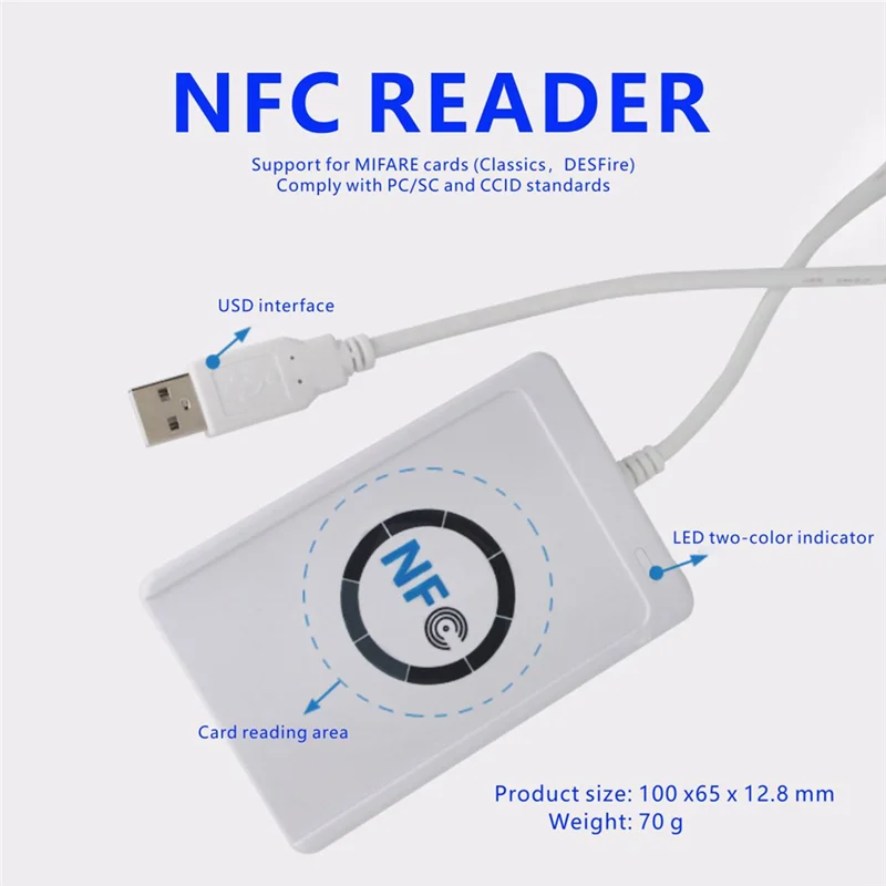 

ACR122U RFID IC Smart Card Reader Duplicator+5XUID Keychain Writer Copier Writable Clone 13.56Mhz ID IC Card Copier