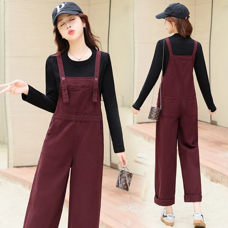 

Slimming Faionable Women's Overalls Set Large Size Casual Pants High Waist Cotton Blend Comfortable Breathable Straight Leg