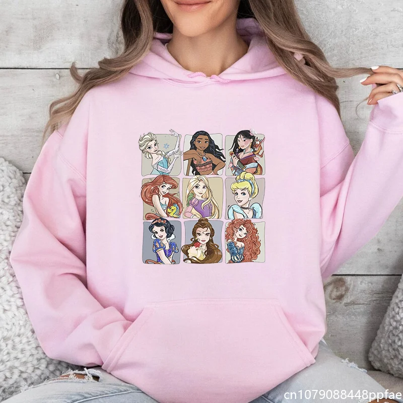 

Disney Vintage Princess Print Hoodie Women's Casual Outdoor Disney Princess Sweatshirt Top
