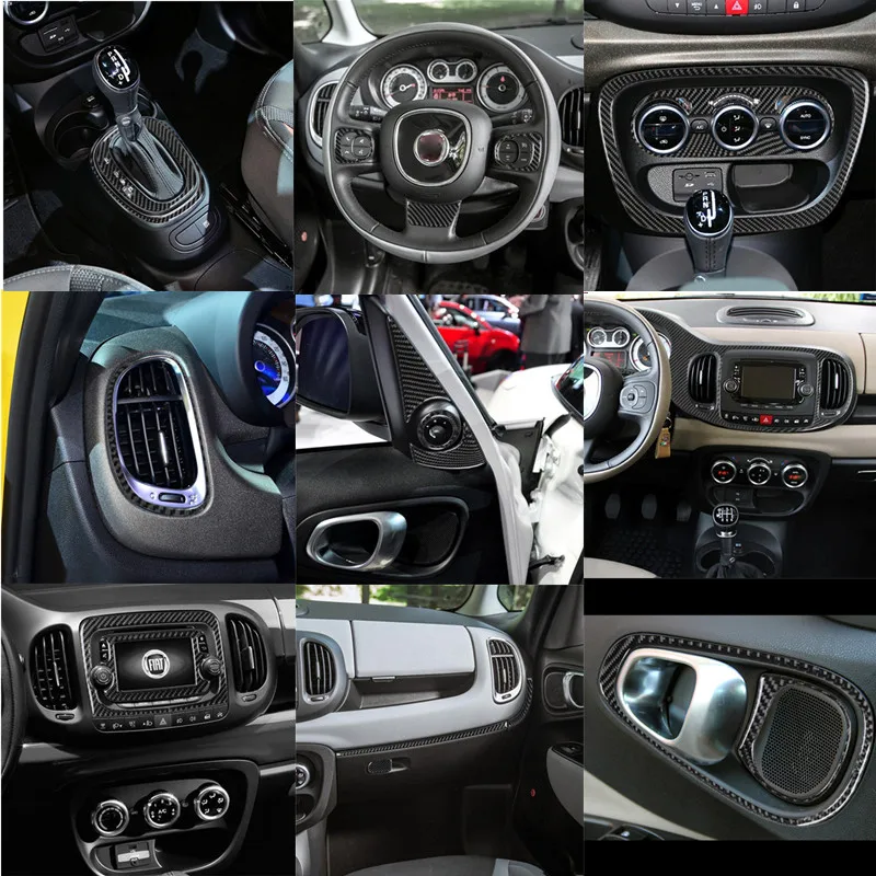 

Car Interior Center Console Door Handle Gear Shift Cover Trim Carbon Fiber Stickers For Fiat 500L 2014-2017 Accessories