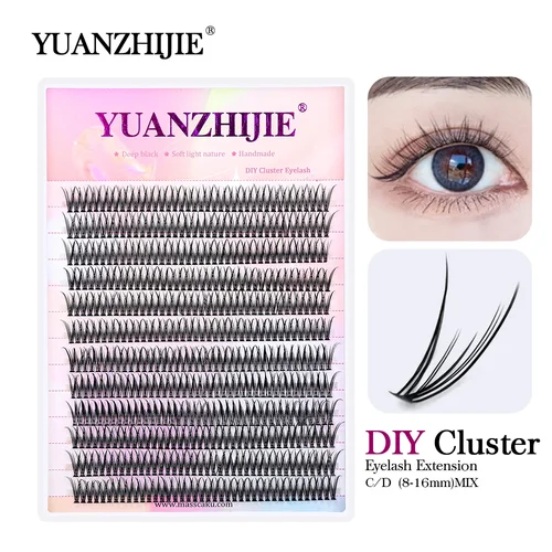 YUANZHIJIE DIY extensión de pestañas efecto 3D banda unida calentada prefabricada pestañas en racimo maquillaje en casa suave maquillaje coreano Poducts
