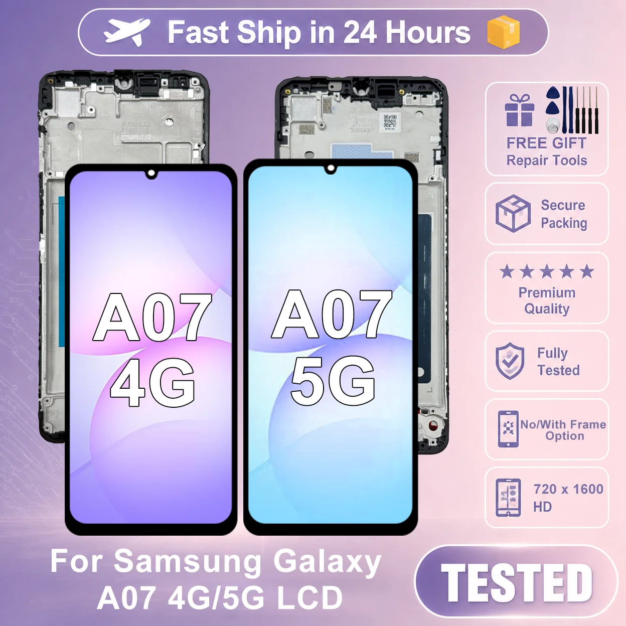 6.7" IPS For Samsung Galaxy A07 4G LCD SM-A075B Display Touch Screen Digitizer Assembly For Samsung A07 5G LCD SM-A076B Replace