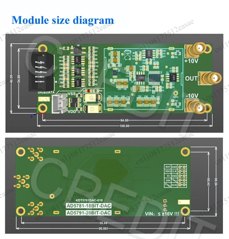 AD5791 Module 20Bit DAC Digital to Analog Converter High-precision Voltage Generator Calibration Voltage Source