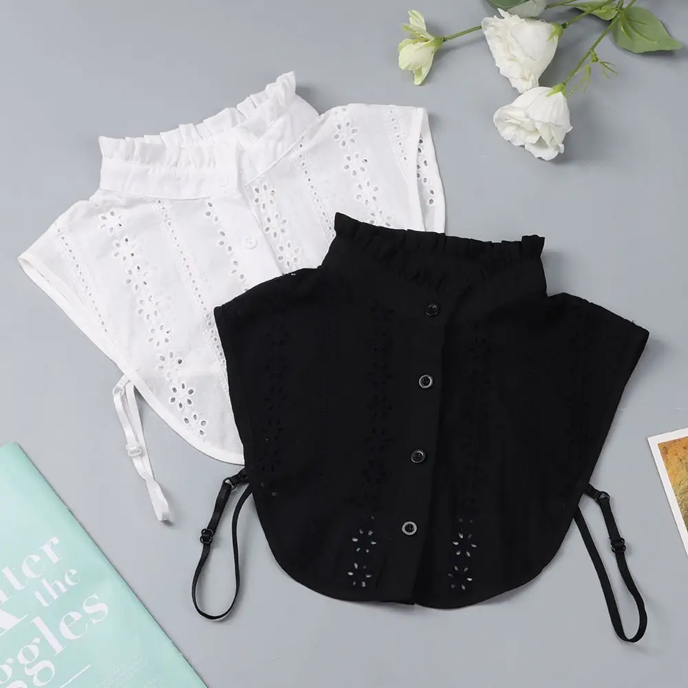 Women Cotton Lace Fake Collar Blouse Vintage Detachable Collar Women Shirt False Tie Lapel Blouse Top Clothes Accessories