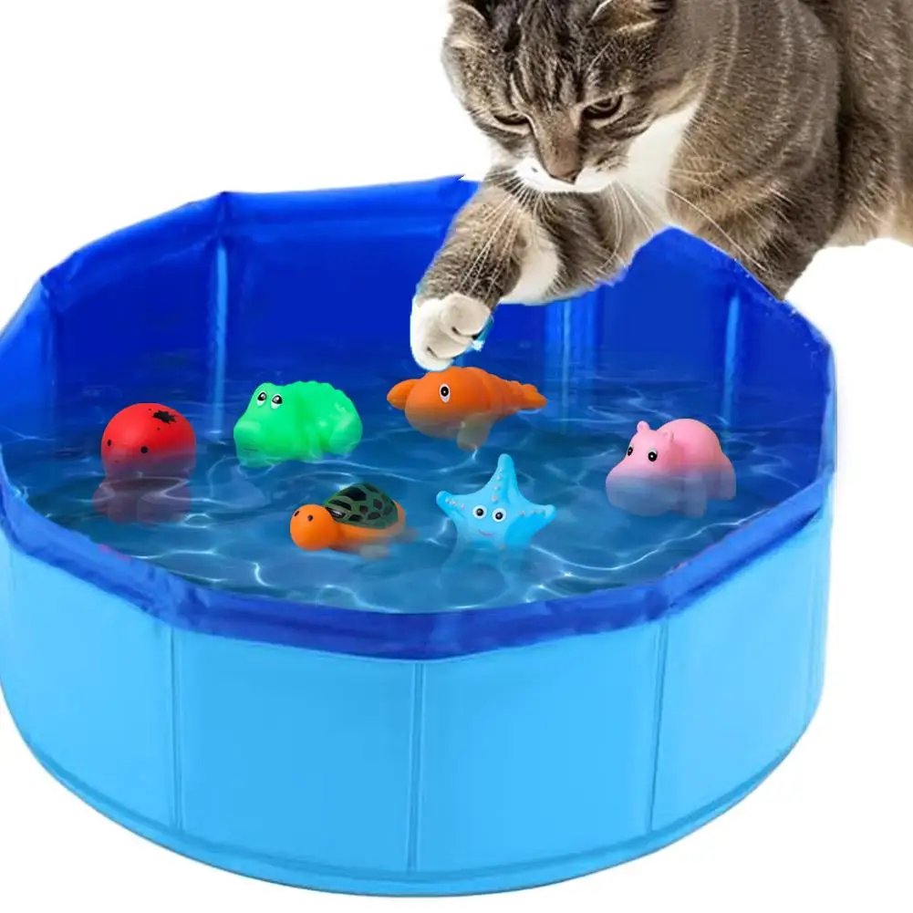 Faltbarer Hunde-Badepool Katzenpool-Spielzeug mit Fisch-Wasser-Interaktion für Endloses Selbstspiel Interaktives Katzenspielzeug Haustier-Reinigungswasserbecken