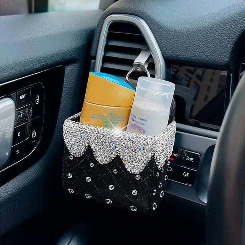 Car Air Conditioning Outlet Storage Box Car Storage Hanging Bag Car Interior Accessories Mobile Phone Box Car Cute Lady