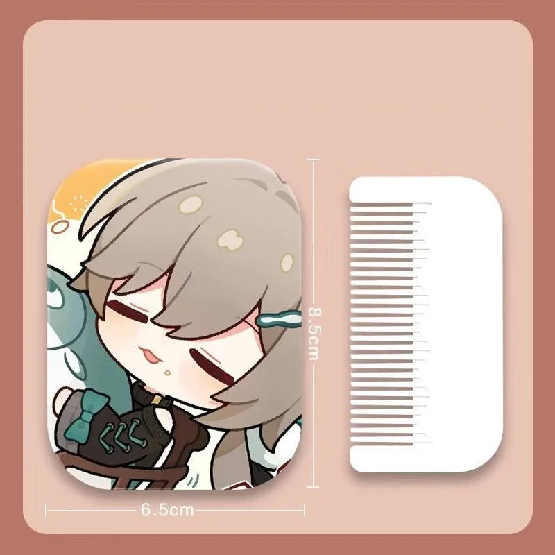 8x6 Honkai Star Rail Specchio per trucco pieghevole su un solo lato Mini tasca leggera da viaggio portatile Anime Cute Girls Kids Rettangolare