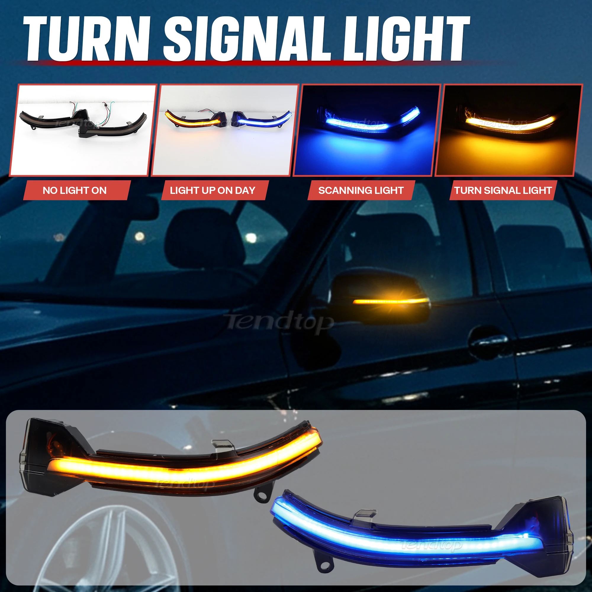2Pcs LED Dynamic Turn Signal Blinker Side Rear-View Mirror Indicator Light For BMW 5 6 7 Series F10 F11 F07 F06 F12 F13 F01 F02