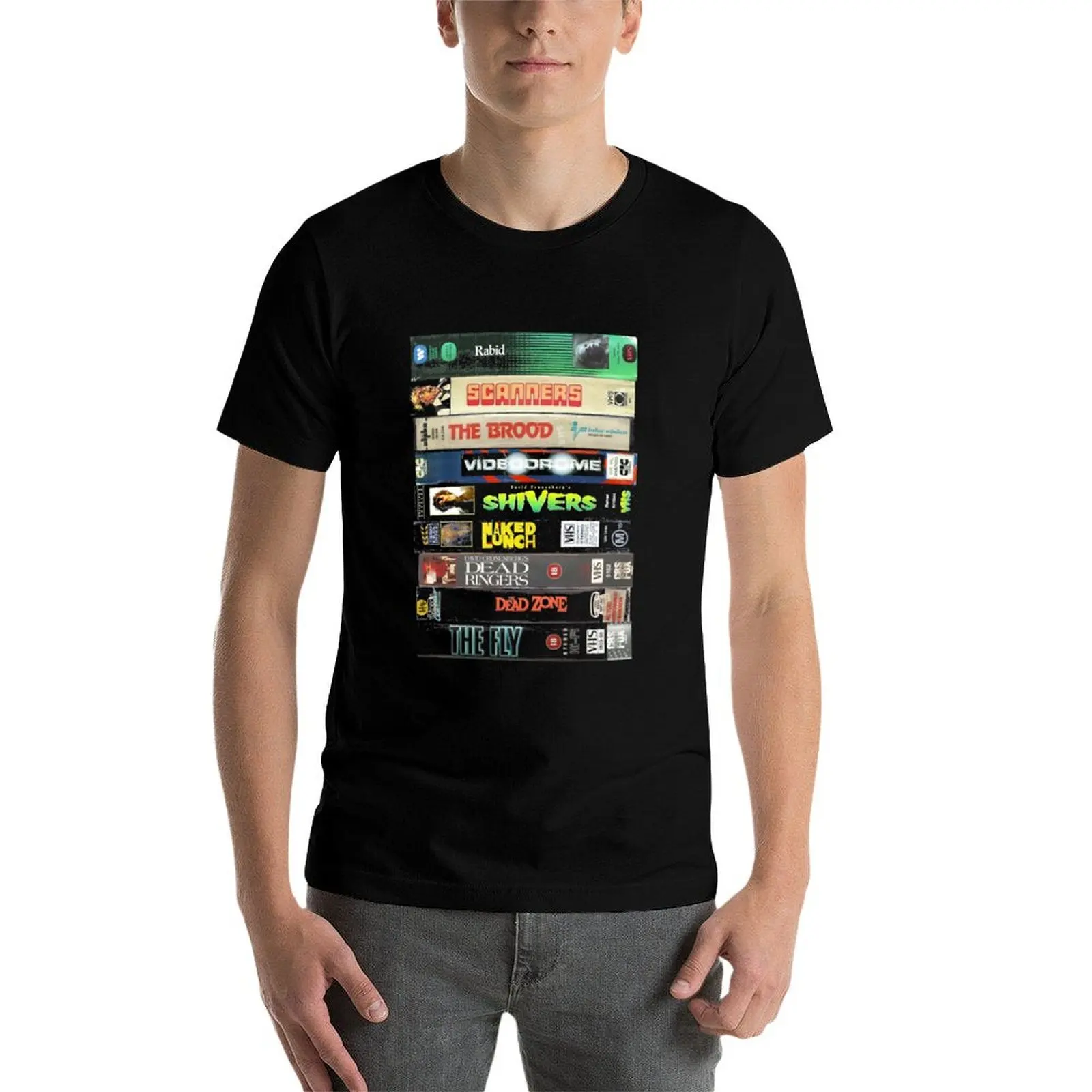 Cronenberg VHS escáneres de colección, camiseta de película de terror de Halloween, película de scifi, ropa estética, ropa de verano para hombres negros