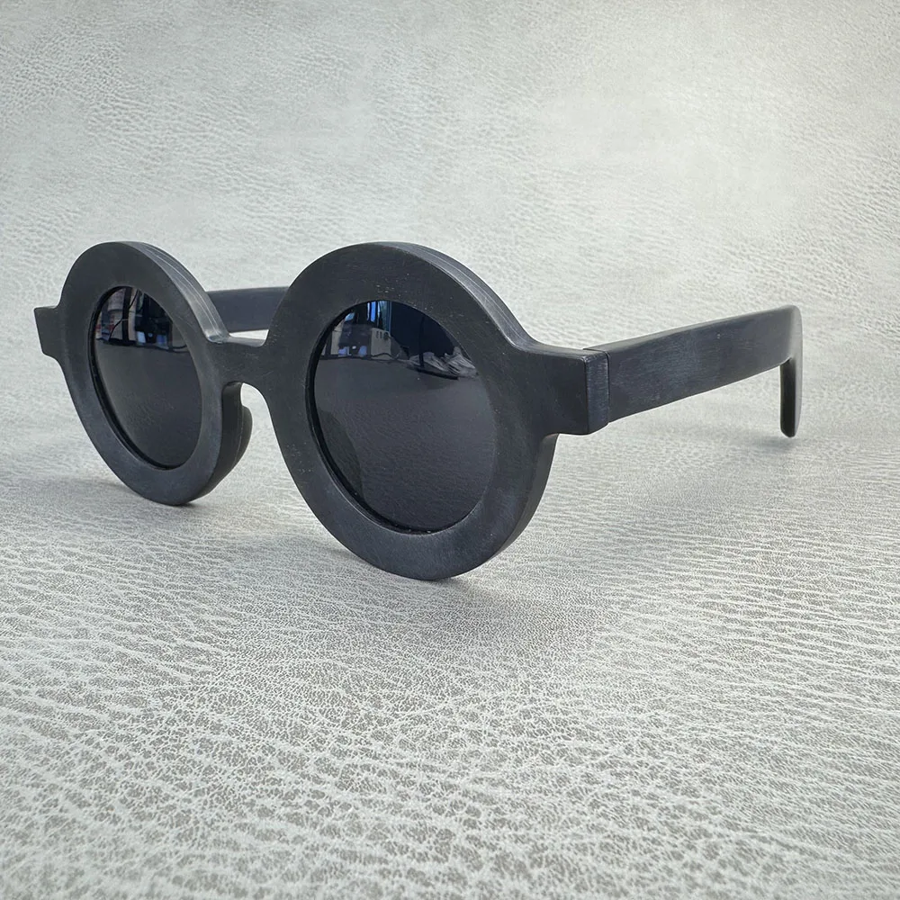 

Мужские солнцезащитные очки, женские уникальные большие круглые матовые поляризованные очки ручной работы с рогом буфало, мужские солнцезащитные очки, модные классические очки