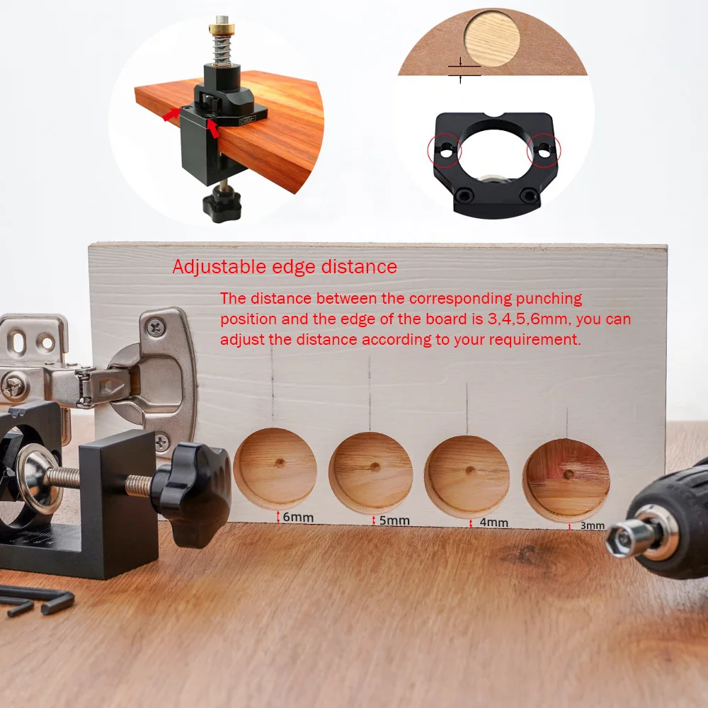 35mm verdecktes Scharnier-Jig-Kit, Bohr werkzeuge für Holz bearbeitungs werkzeuge aus Aluminium legierung für Tür scharniere für Schranks chränke