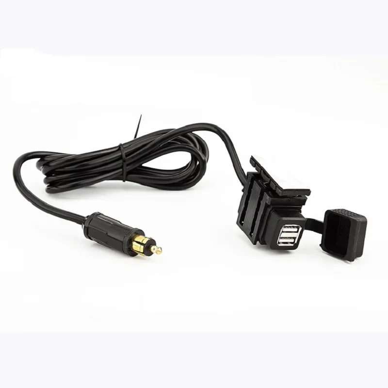 For BMW DIN Hella Plug Phone / iPhone / GPS SatNav 160cm Cable Motorcycle 4.2A Dual USB Charger Socket Power Adapter