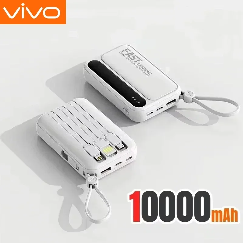 VIVO 500000mAh Powerbank Ingebouwde 4-aderige kabel Grote capaciteit Supersnel opladen Draagbare externe batterij voor alle telefoons 2026 NIEUW