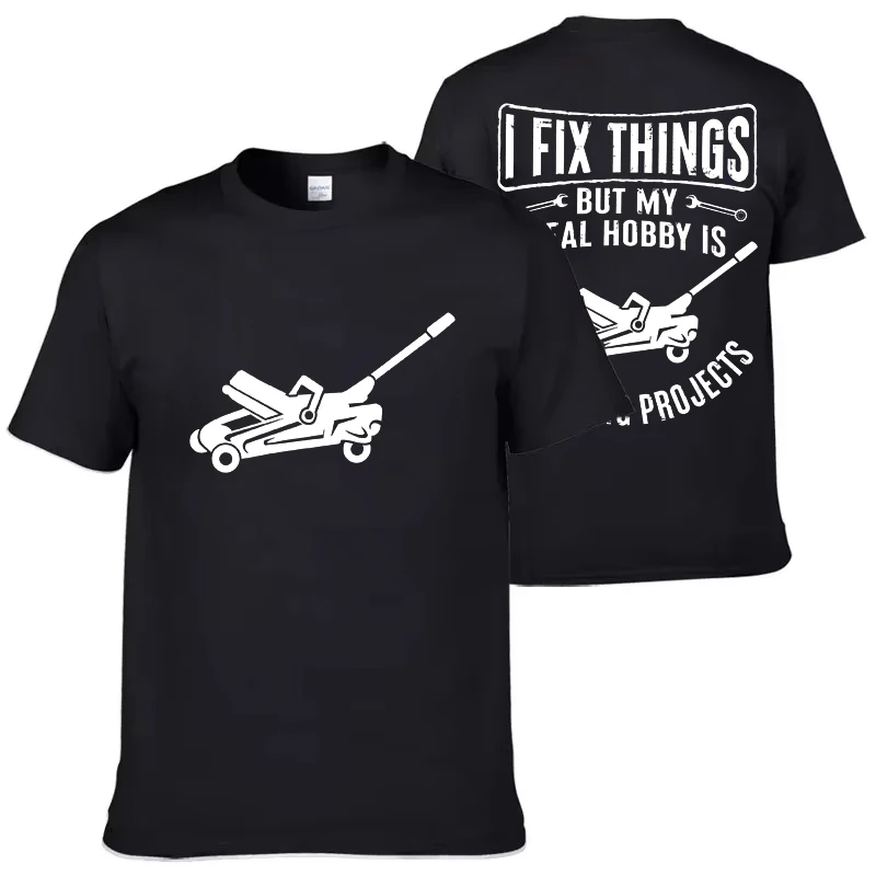 Funny Mechanic T Shirts for Men Short Sleeve Shirts Funny Graphic Tees I Fix Things Collecting Objects Fashion Casual Men Tees