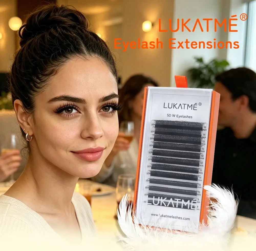 8 Stück/Box LUKATME Vorgefertigte Fächer YY W-Form Curl D/M 7-15mm Mix-Stil YY 4D 5D 6D 7D Großhandel Falsche Wimpern Zubehör Braune Wimpern – Detail 1