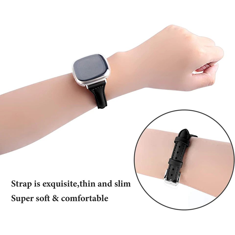 Cinturino in pelle sottile per Fitbit Versa 4 3 donna uomo orologio cinturino cinturino cintura per Fitbit Sense 2 Correa Loop