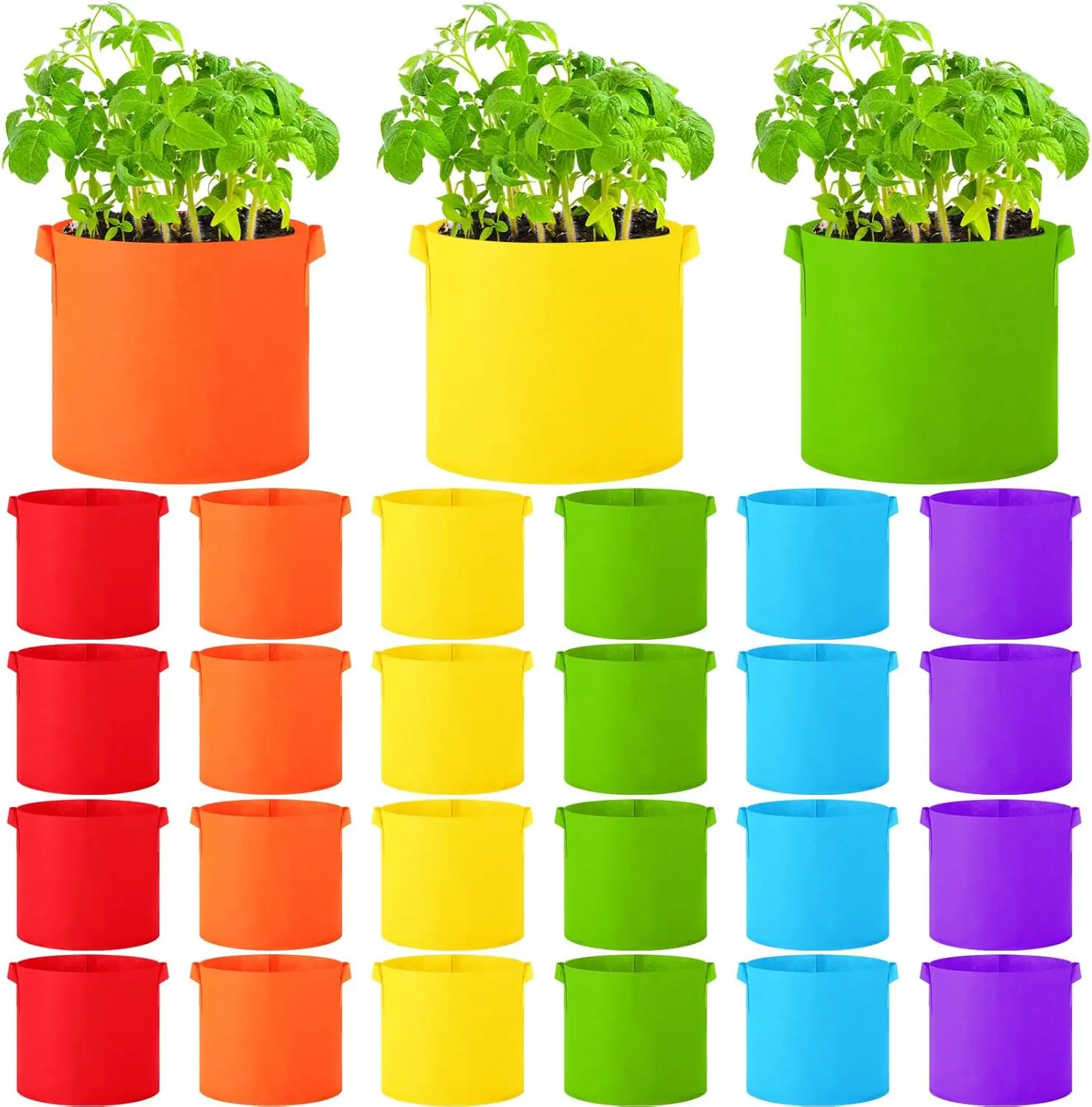 

24 Pcs Multicolor Plant Grow Bags Large Grow Bags Fabric Planter Thickened Non Woven Fabric Pots with Handles for Indoor