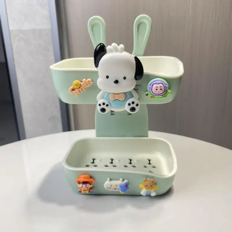 

Hot Sanrio Soap Box Hello Kitty Kawaii Anime Fashion Cute Bathroom Drain No-Drill Wall-Mounted Double-Layer Soap Dish New Style