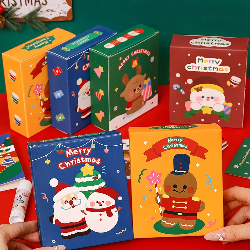 1Set Creative Christmas Stationery Blind Box Cartoon Kids Pencils Eraser Ruler Sticky Note Notebook Set School Supplies Gifts image 3