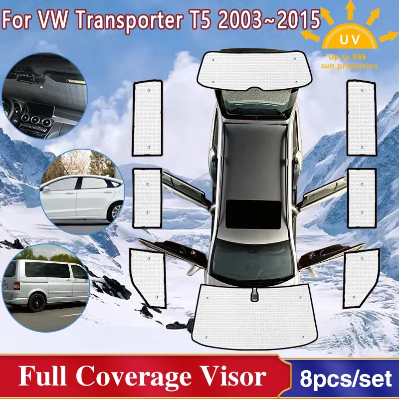 For Volkswagen VW Transporter T5 Caravelle Multivan Doubleback 2003~2015 Full Cover Sunshades Car Accessories Shuttle California