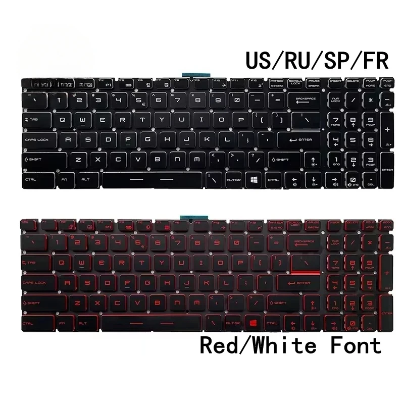 Клавиатура для ноутбука US/RU/SP/FR для MSI GP62/M GP63 GP65 GP72 GP73 GP75 GL60 GL62 GL63/M GL65 GL72/M GL73 GL75 GF75 GV62 CR72 CX72