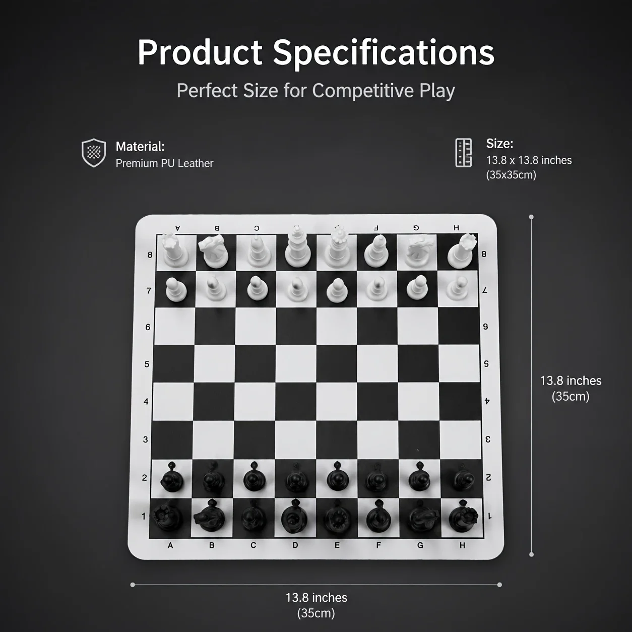 35cm/13.78in Chess Set Foldable Chessboard with Storage Bag, Including 32 Chess Pieces, a Chessboard and a Storage Bag