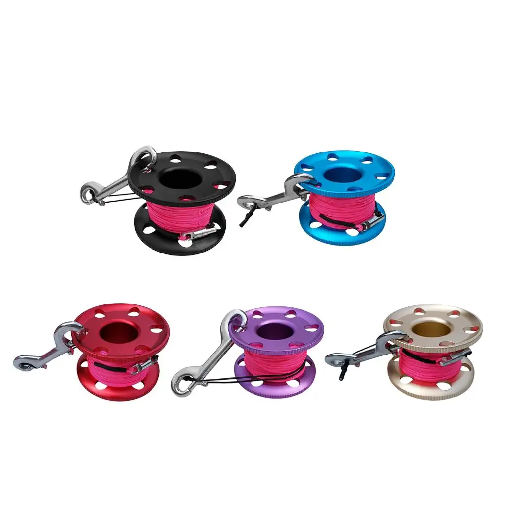 Ultralight Small Compact Aluminum Alloy Scuba Diving Finger Spool Dive Reel Pink