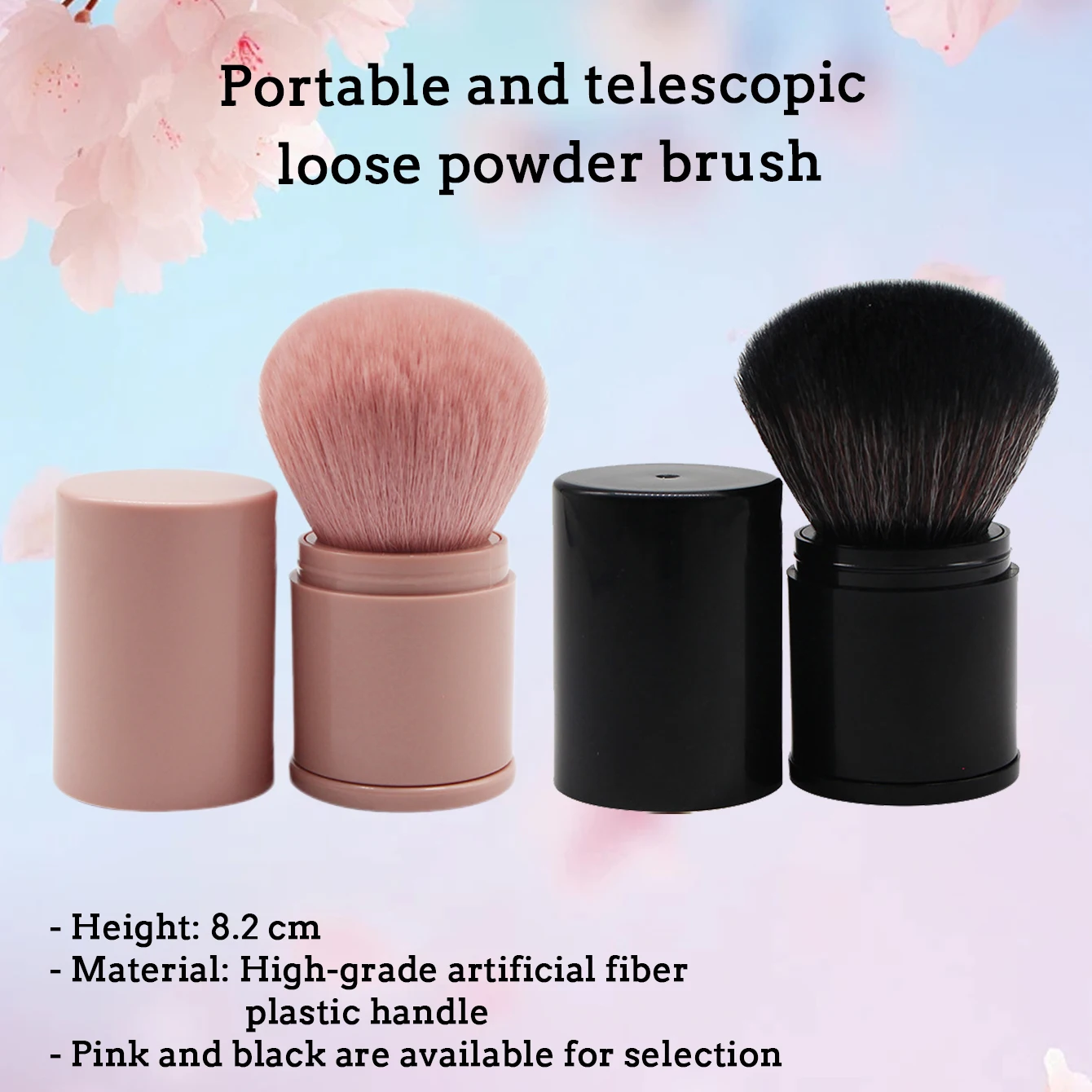 pink brushes Kabuki Portable retractable mini blusher brush powder brush with dust-proof cover Make-up for women