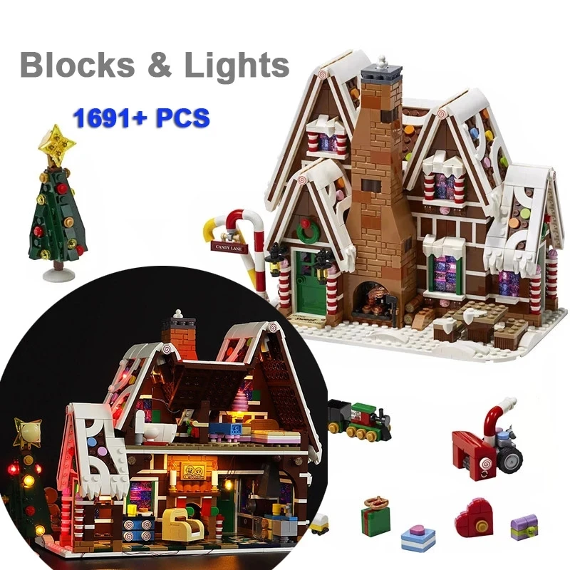 Led Light Kit For Gingerbread House Building Blocks Santa Elk Gingerbread Man Compatible 10267 Bricks Kids Gifts