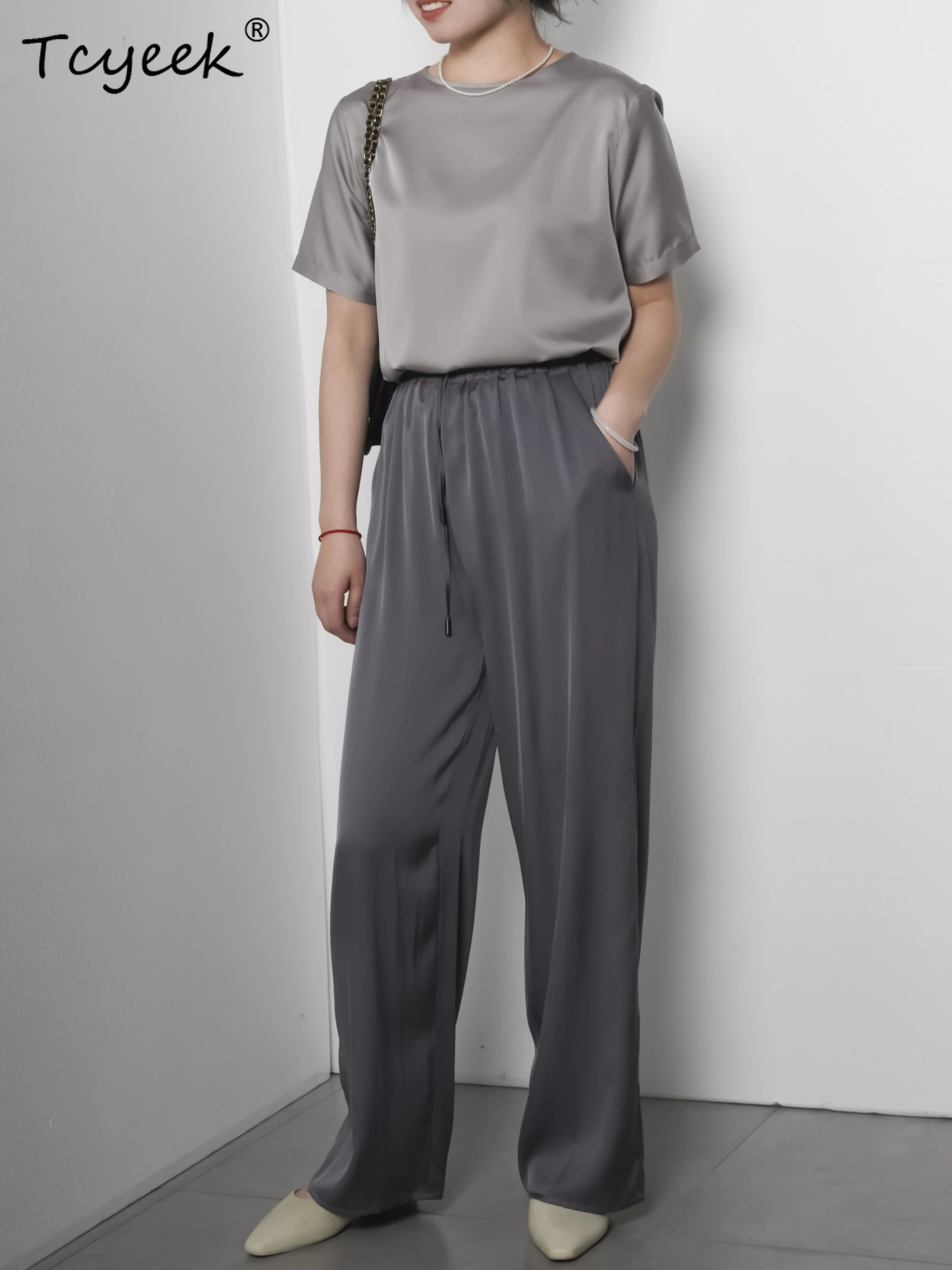 Tcyeek 93% التوت 7% سباندكس الصيف الحرير الجليد السراويل مرونة الخصر مستقيم الساق امرأة بنطلون Быыыыыыыыыыыыыыыыыыыыыыыыыыыыыыыыыыыыыыыыыыыыыыыыыыыыыыыыыыыыыыыыыыыыыыыыыыыыыыыыыыыыыыыыыыыыыыыыыыыыыыыыыыыыыыы