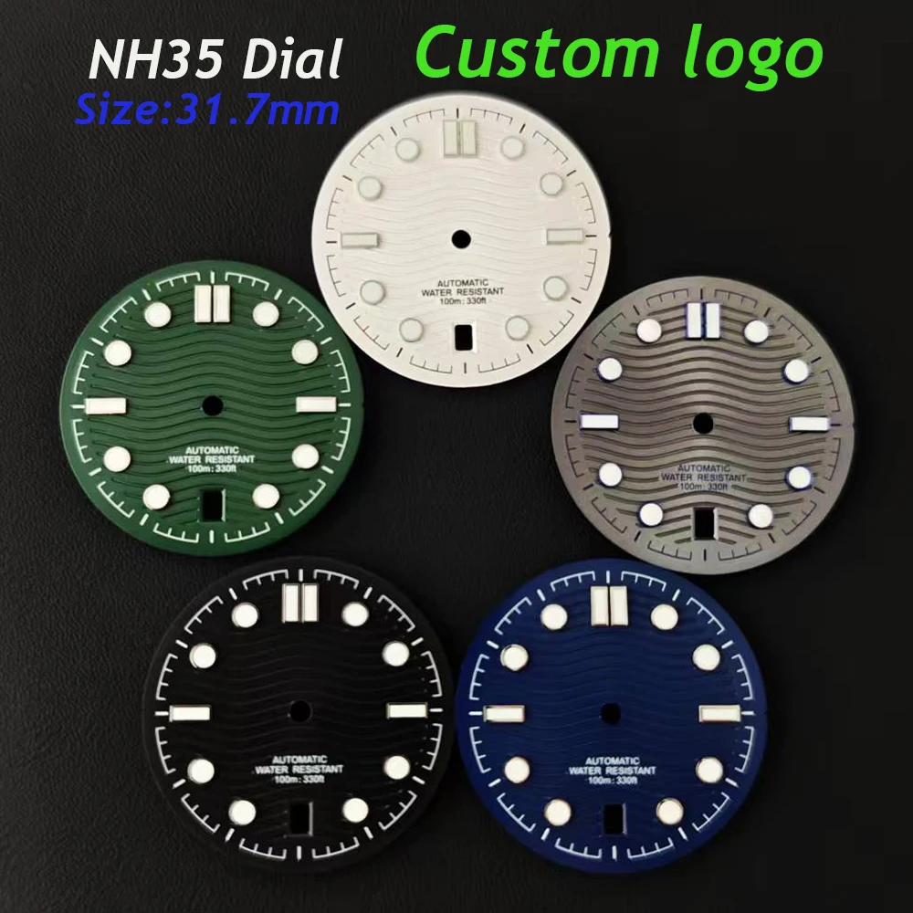 31.7mm dial NH35 men's watch dial customized logo dial suitable for NH35 automatic movement watch accessories