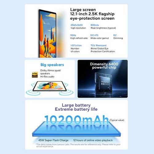 Imagen 2 del producto Nuevo Lenovo Xiaoxin Pad 12,1 2025 tableta 12,1 ''90Hz versión Original CN MediaTek Dimensity 6400 10200mAh 45W almohadilla de carga PC