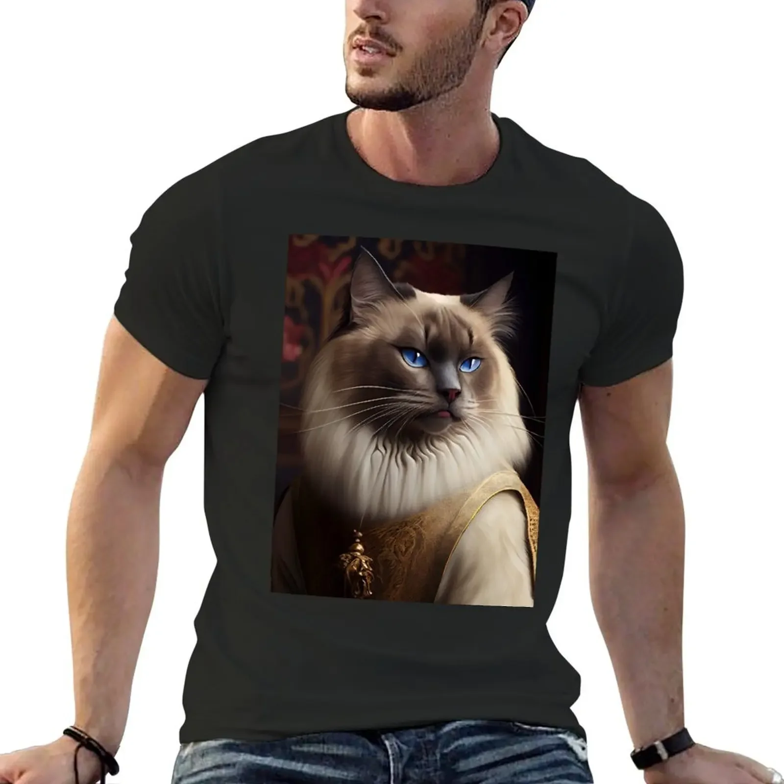 

Ragdoll Cat Breed Portrait Royal Renaissance Animal Painting T-Shirt tees tops plus size clothes graphic t shirts men t shirt