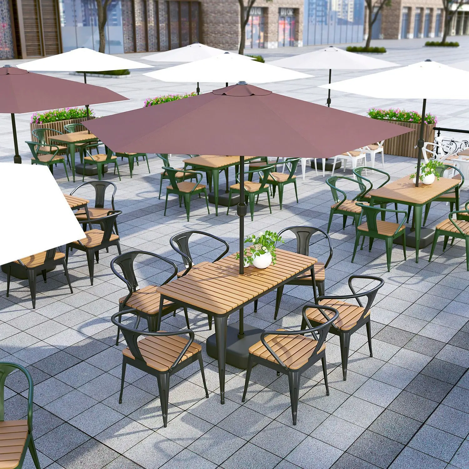 

Outdoor Table Chair Set Carbon Steel, Cafe Coffee Shop Furniture Garden Patio Courtyard Leisure Dining Set