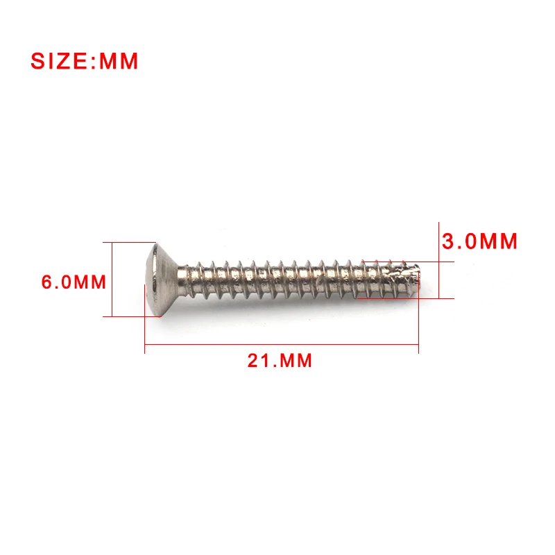 50Pcs Guitar Single Coil Pickups Height Adjusting Screws 3x21MM Flat Tail Screw for Pickup Installing Black/Gold/Chrome